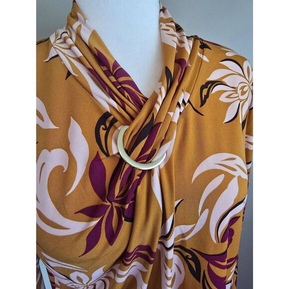 Liz Claiborne Top Sz L Ginger Floral - Picture 2 of 8